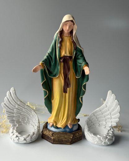 Virgen Medalla Milagrosa 30 cm + Alas Candelabro