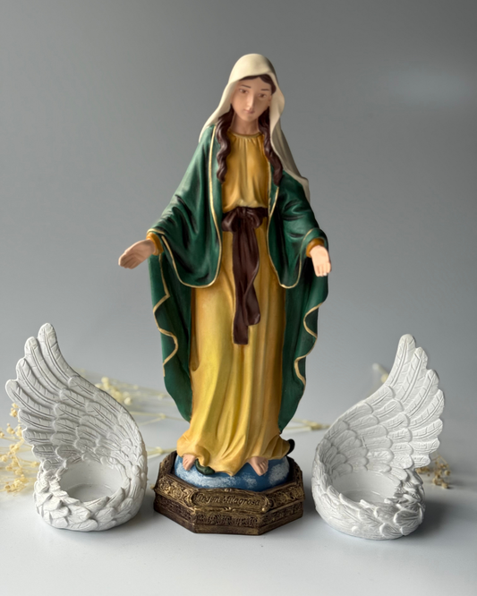 Virgen Medalla Milagrosa 30 cm + Alas Candelabro
