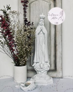 S0156 Virgen De Fatima Con Palomas 42cm Color Blanco Brillante